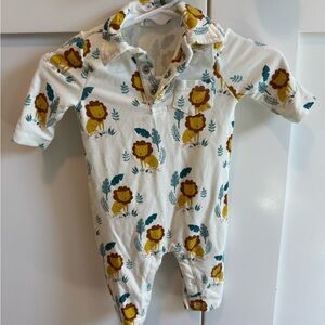Angel Dear White and Yellow Lion Print Footie